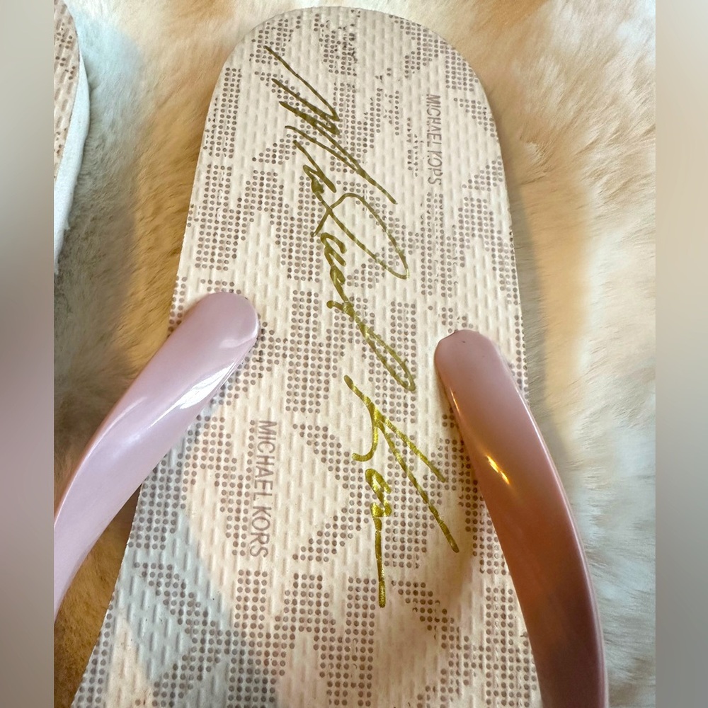 11 | MICHAEL KORS White & Pink Monogram Sandals - Picture 8 of 12